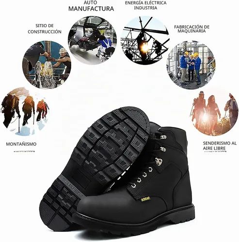 Vista 8 de Botas de trabajo para hombre, impermeables, cómodas, antifatiga, puntera suave, antideslizantes, botas de trabajo de seguridad para construcción