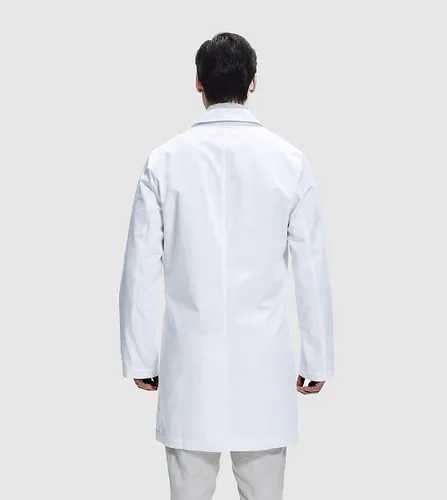 Vista 2 de Dr. James Abrigo de laboratorio de calidad para hombre, ajuste a medida, bolsillos para tableta de smartphone, 38 pulgadas