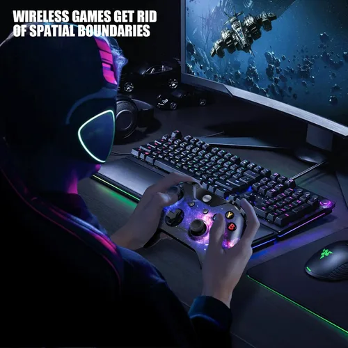 Vista 3 de FYSIKA Wireless Custom Controller Compatible with Xbox OneXbox Series XXbox Series SWindowsAndroidPC Gamepad Nebula Design with Enhanced
