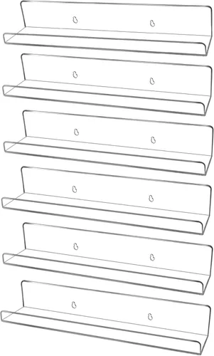 Vista 6 de evron Estantes flotantes acrílicos – Paquete de 2 estantes de pared negros para baño, dormitorio o cocina – Fácil instalación con adhesivo
