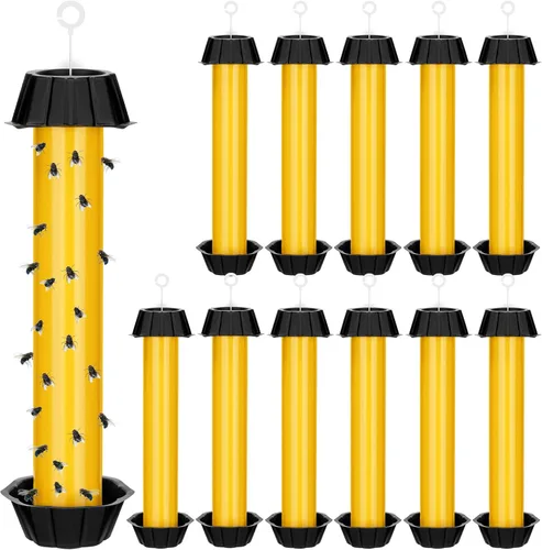 Vista 11 de Qualirey Trampas para moscas para colgar en interiores y exteriores, trampa para moscas de fruta, mosquitos pegajosos para insectos domésticos, 10 x