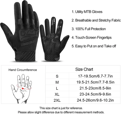 Vista 6 de INBIKE - Guantes para bicicleta de montaña para hombres con protección para nudillos, acolchados, guantes de ciclismo transpirables para MTB