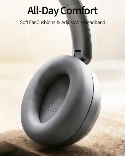 Vista 5 de Wentronic Y05 Wireless Bluetooth Headphone, Noise Cancelling, Grey Wireless Over-Ear Headphones, Hi-Res Audio, 48H Playtime, Built-in Mic, Comfort