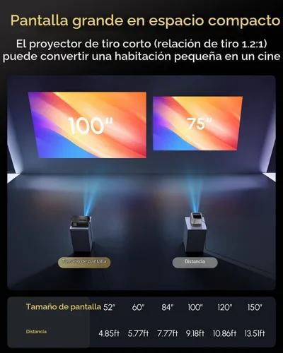 Vista 7 de Daytime 4K Projector【Google TV / 2300 ANSI】Smart Movie Projector with WiFi 6 and Bluetooth, 38W Dolby Audio, ToF Autofocus, NFC/Voice Control, HDMI