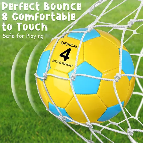 Vista 5 de HyDren Paquete de 6 pelotas de fútbol a granel con bomba, coloridas pelotas de fútbol de práctica para niños y jóvenes, entrenamiento en interiores