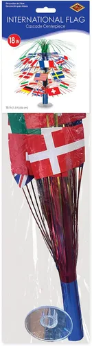 Vista 3 de Beistle International World Flags - Centro de mesa en cascada, decoración de fiesta temática de viaje, 18 pulgadas