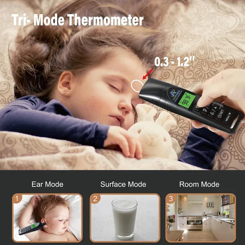 Vista 6 de Amplim 1701AE3 - Termómetro de frente, infrarrojo, digital, resistente para tomar la temperatura sin contacto, ideal para bebés, niños y adultos