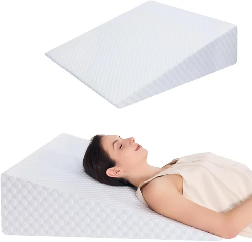 Vista 9 de Almohada de cuña de 5 pulgadas para cama, almohada de cuña para dormir, ronquidos, soporte para la espalda, después de la cirugía, almohada Gris