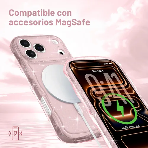 Vista 6 de Pepmune Funda magnética para iPhone 17 Pro Max, color rosa
