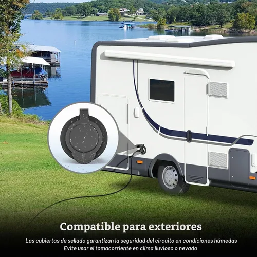 Vista 6 de Toma de corriente con brida NEMA 5-15R - 110 V/120 V, 15 amperios, receptáculo de enchufe hembra redondo individual, resistente a la intemperie