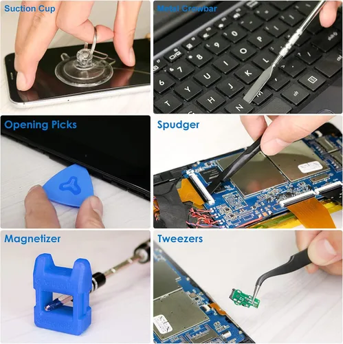 Vista 6 de Destornillador de precisión electrónica de 142 piezas con kit de herramientas de reparación magnética de 120 puntas para iPhone, MacBook