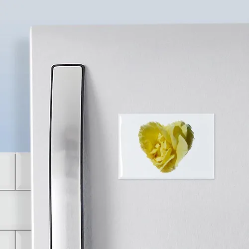 Vista 3 de CafePress Imán rectangular de corazón rosa amarillo, imán de refrigerador de 3 x 2 pulgadas