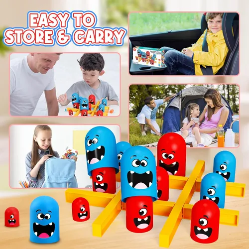 Vista 7 de Aooess Juego de Tic Tac Toe: juego de mesa para niños, juego de mesa estratégico de anidación de Tic Tac Toe para niños y adultos