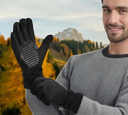 Vista 9 de Guantes de invierno para pantalla táctil, para correr, senderismo, clima frío, guantes térmicos cálidos resistentes al agua y a la nieve