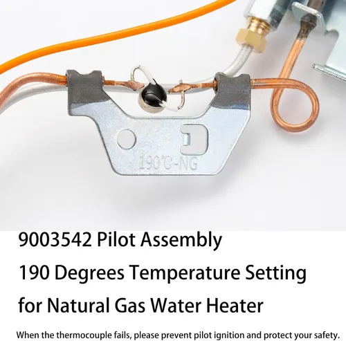 Vista 4 de 9003542 Conjunto piloto del calentador de agua NAT montaje de quemador de gas reemplazar 100109295 9003542005 18324190 9003530 compatible con A.O