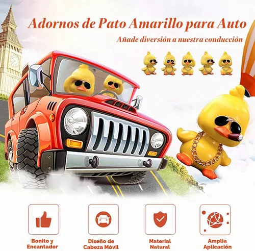 Vista 2 de wonuu Lindos adornos de pato amarillo para coche, decoraciones de tablero de instrumentos de coche, muñeca de cabeza sacudida De pie y de pie