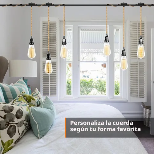 Vista 7 de Lámpara colgante enchufable, cable de lámpara colgante de 15 pies con interruptor, casquillo de bombilla E26, lámparas aéreas industriales DIY