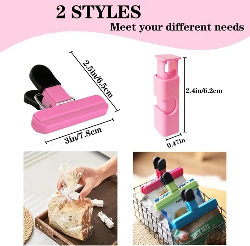Vista 2 de 20 clips para alimentos, agarre hermético, aprieta y bloquea clips para bolsas de pan, agarre de plástico pesado