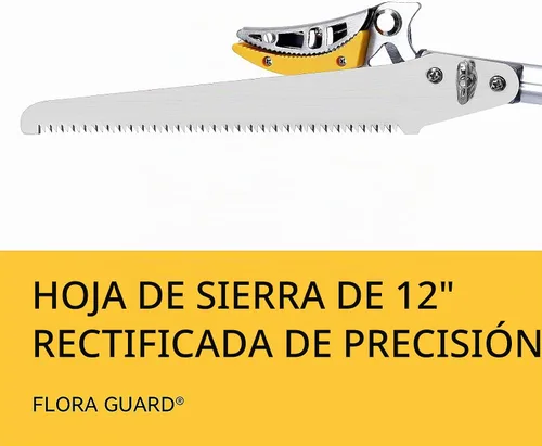Vista 2 de FLORA GUARD Podadora de Árboles Extensible de 4.6-10 pies, Podadora de Corte y Sujeción – Sierra de Poste de Largo Alcance, Recolector de Frutas