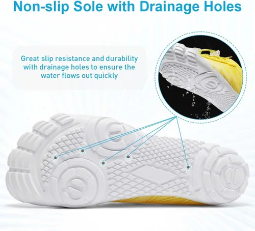 Vista 4 de HIITAVE Zapatos de agua antideslizantes, zapatos acuáticos descalzos, de secado rápido, ligeros con playa, río, piscina, para hombres y mujeres