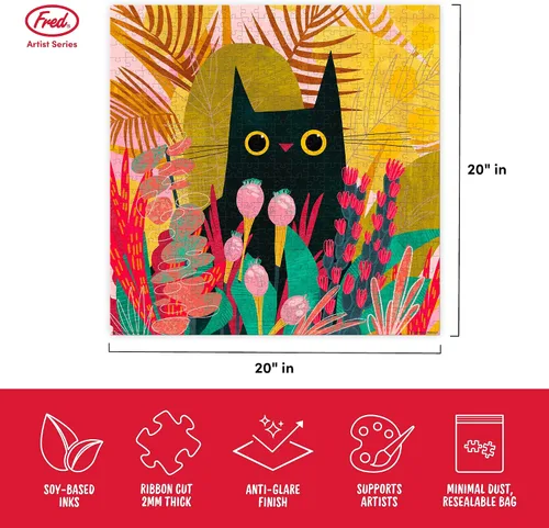 Vista 6 de Genuino gato negro Fred por Karen Obuhanych - Rompecabezas de 500 piezas