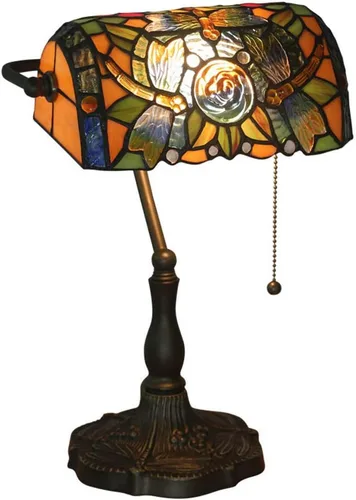 Vista 10 de Baroque Stained Glass Deskp with Pull Cswitch Style Bankerp for Liviroom Office Bedroom Antzinc Base Traditional Tablep for Bedside or Desk Use/I