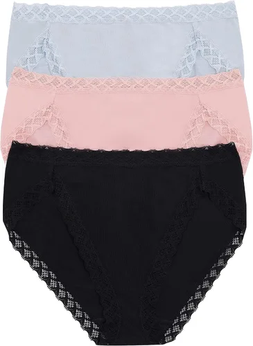 Vista 8 de Natori Paquete de 3 calzoncillos de corte francés Pima Bliss para mujer Negro/Café/Blanco