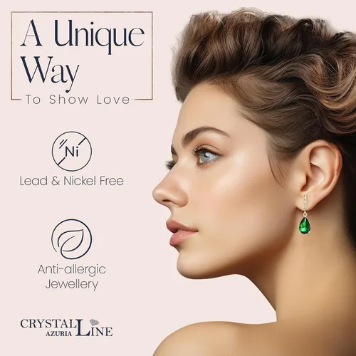 Vista 3 de Crystal line Azuria Dange Women Teardrop Earrings with Box 18K Gold Plated Zirconia Crystals Teardrops Jewelry for Women