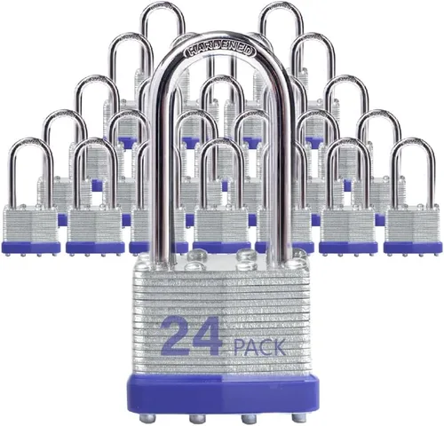 Vista 15 de Candados para Exteriores Lock, Cerradura de Llave, Candados con la Misma Llave - Candados con Llave de Acero Laminado con Grillete Largo, Paquete