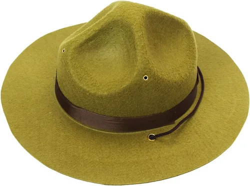 Vista 3 de Funny Party Hats Sombrero de guardabosques - Sombrero de campaña militar de sargento de taladro marrón