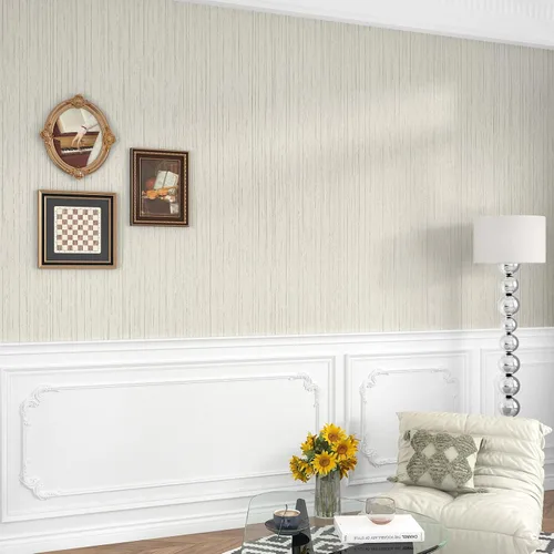 Vista 5 de WESTICK Papel tapiz beige para despegar y pegar, tela de lino texturizada, papel tapiz neutro para dormitorio, tela de hierba sintética color crema