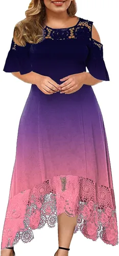 Vista 3 de Ruziyoog Vestido sexy de verano para mujer, talla grande, con lentejuelas, para fiesta, cóctel, noche, elegante, vestido de graduación, Arco iris