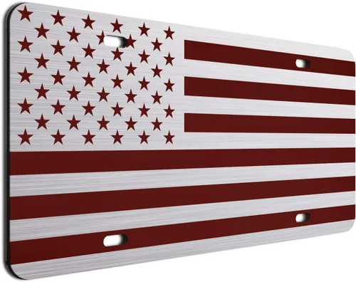 Vista 69 de JASS GRAPHIX Placa de matrícula personalizada con la bandera estadounidense de línea amarilla, homenaje personalizado a despachadores y operadores