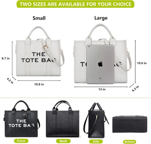 Vista 3 de Taiuloo The Tote Bag para mujer, bolso de mano de cuero con cremallera, bolsa de hombro para mujer, bolsa cruzada para oficina, viajes