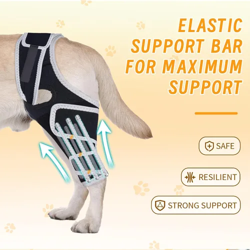 Vista 5 de Rodillera ajustable para perro para lesiones de acl y articulaciones, promueve la curación después de la cirugía, estabiliza las piernas delanteras