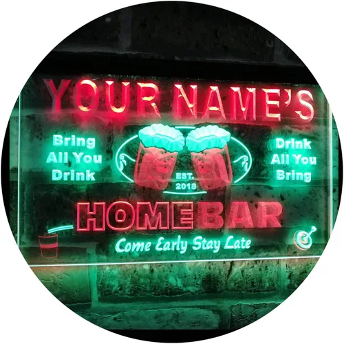 Vista 11 de Letrero luminoso Custom Home Bar Beer de neón; personalizado con nombre Blanco