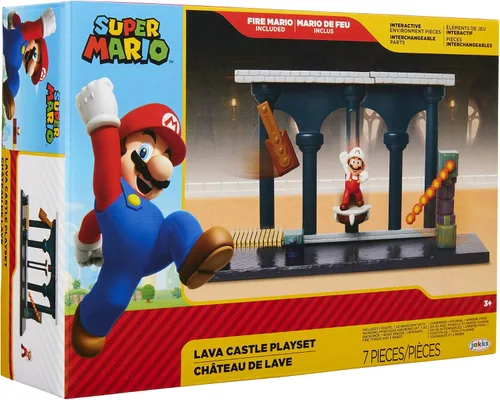 Vista 8 de Nintendo Super Mario Lava Castle Deluxe Play Set, incluye: figura de Mario de fuego de 2.5 pulgadas y características mecánicas, torre de bolas