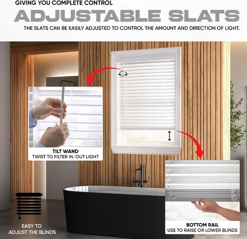 Vista 5 de Ultra Premium White - Persiana de muestra de madera sintética de 2 pulgadas de ancho x 72 pulgadas de largo
