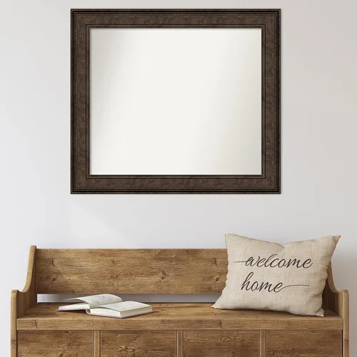 Vista 936 de Amanti Art Espejo de pared personalizado no biselado (25 x 25 pulgadas), marco de bronce acentuado, varios tamaños personalizados, espejo de baño