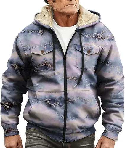 Vista 10 de LIZALIG Sudadera con capucha y cremallera para hombre, con forro polar grueso, abrigo de moda de otoño, abrigo cálido de invierno