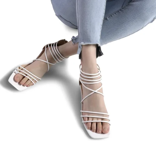 Vista 5 de DREAM PAIRS Sandalias casuales de verano para mujer, con tiras y puntera cuadrada, cómodas y planas