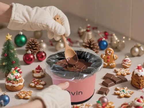 Vista 5 de Mini olla de cocción lenta 0.65qt (20oz) calentador, juego de ollas de fondue, olla de chocolate (acero inoxidable) (rosa)