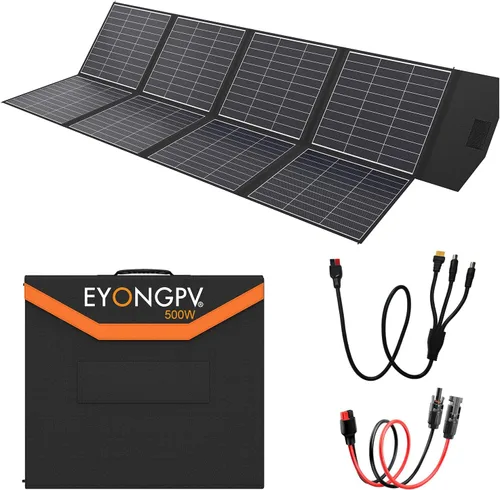 Vista 14 de EYONGPV Panel solar plegable portátil de 14 W y cargador solar con salida USB-C Croc-Eye, cargador solar compacto impermeable IP67 para teléfonos