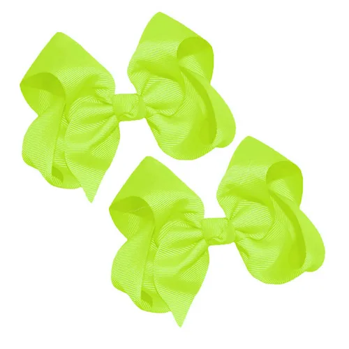 Vista 38 de Juego de dos lazos para el pelo de grogrén sólido de 4 pulgadas, pinzas de cocodrilo, color verde manzana Manzana Verde (Apple Green)