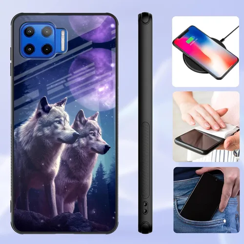 Vista 310 de Funda para Motorola Moto Edge 2022, cubierta trasera de vidrio templado con protector de pantalla, funda protectora a prueba de golpes para Motorola