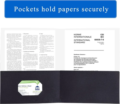 Vista 3 de Zzrywuty 100 Paquetes de Carpetas de Archivo de Dos Bolsillos con Ranura para Tarjetas de Visita, Papel Texturizado, Tamaño Carta, Capacidad