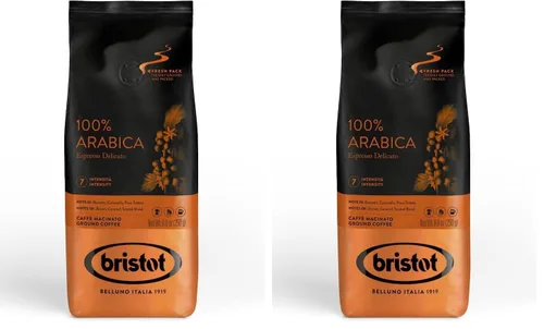 Vista 7 de Bristot Café molido 100% arábica – Espresso italiano delicado – Tostado medio – Café molido para moka, prensa francesa y filtro – 8.8 oz (250 g)