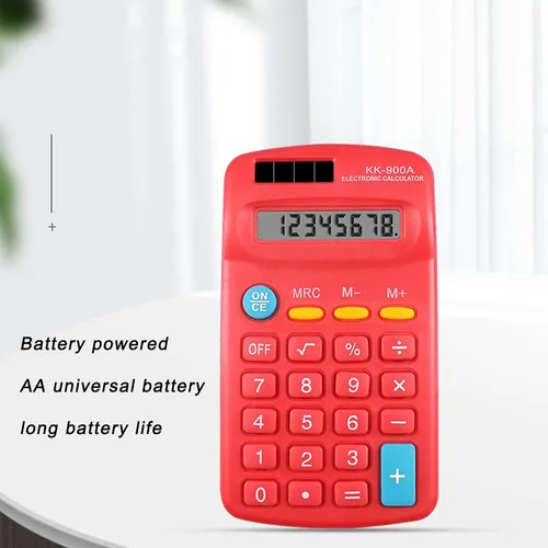Vista 3 de Calculadoras, Pantalla clara Pequeña Calculadora Alimentada por Batería para Negocios para la Oficina para la Escuela rojo