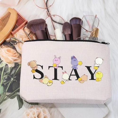 Vista 2 de MEIKIUP Bolsa de maquillaje Stay Fandom, regalo de grupo de música coreana, para fanáticos de la música coreana, bolsa de maquillaje, bolsa de Bolsa