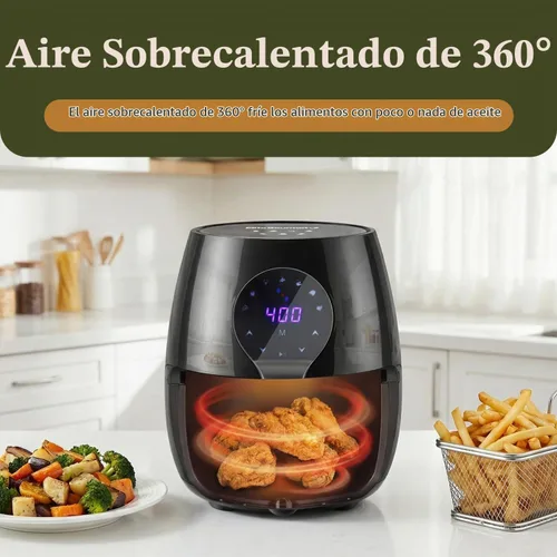 Vista 3 de Elite Gourmet Freidora de aire digital de 5.3 cuartos de galón, 1350 W, sin